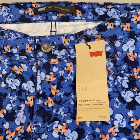 NWT Vinatge Levis 524 Too Superlow Floral Stretch Denim Jeans Size 9M /29 - Picture 13 of 14